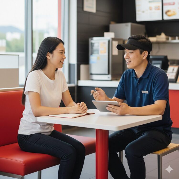 マックのバイト面接対策。質問や志望動機を解説する記事のイメージ。