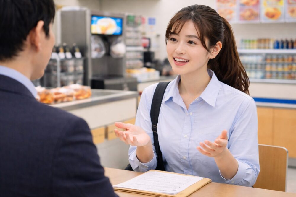 ミニストップのバイト面接対策（質問・志望動機・服装）のポイントをまとめたアイキャッチ画像